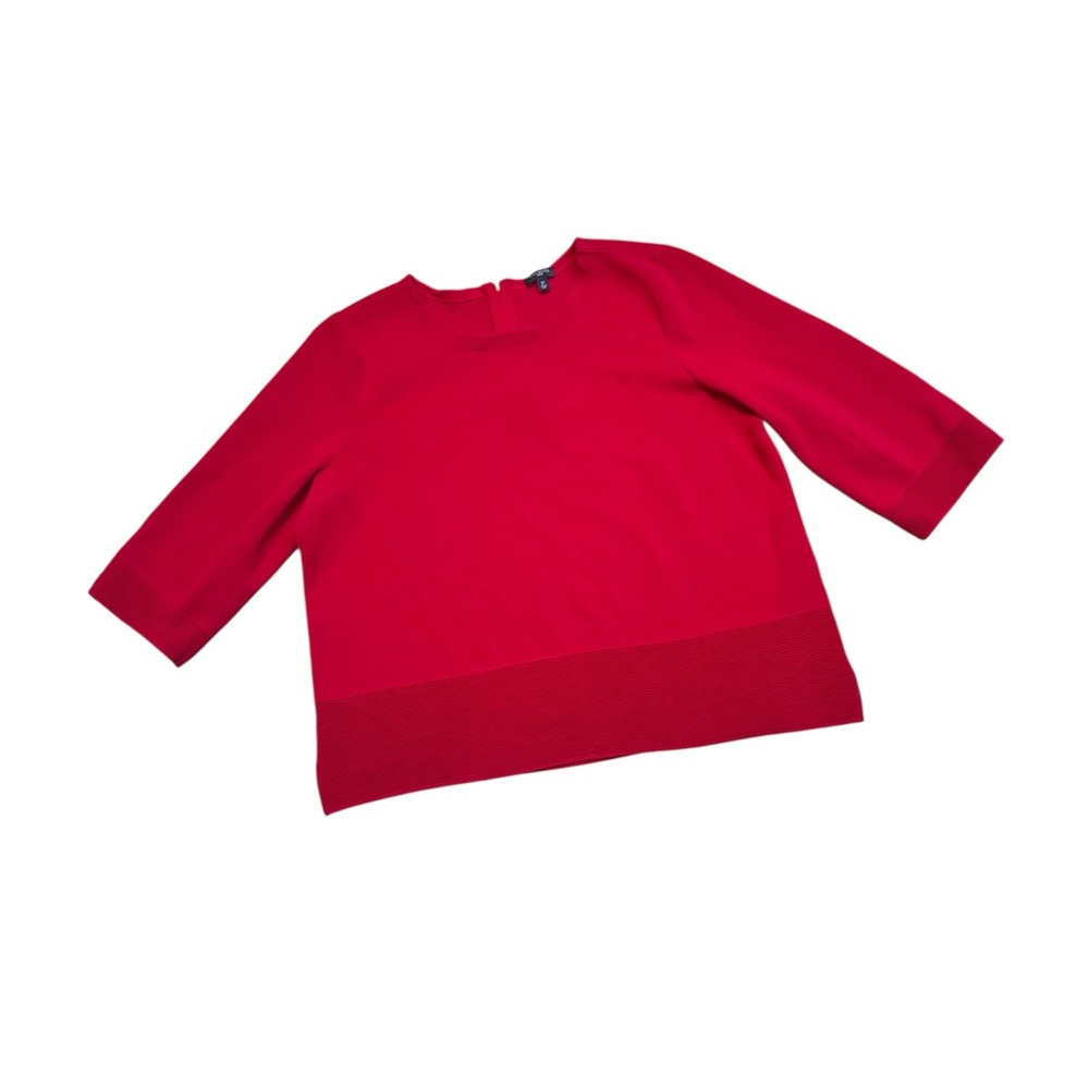 Talbots Plus Size Women's Thick Knit Ribbed Bright Red Sweater Top